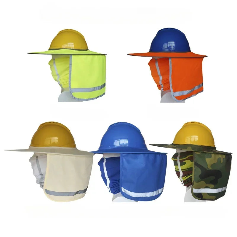 Outdoor Construction High Visibility Sun Neck Shield Full Mesh Safety Hard Hat with Sun Shade Neck Protection for Men Qme royal blue