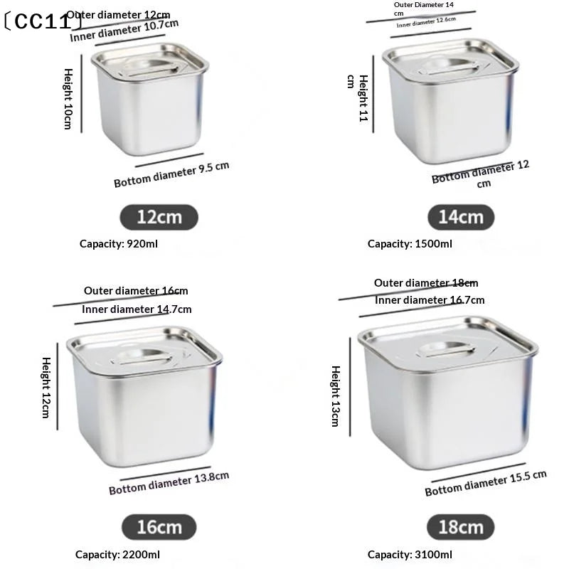 Stainless Steel Tank Box Cover Kitchen Oil Basin Square Barrel Qme