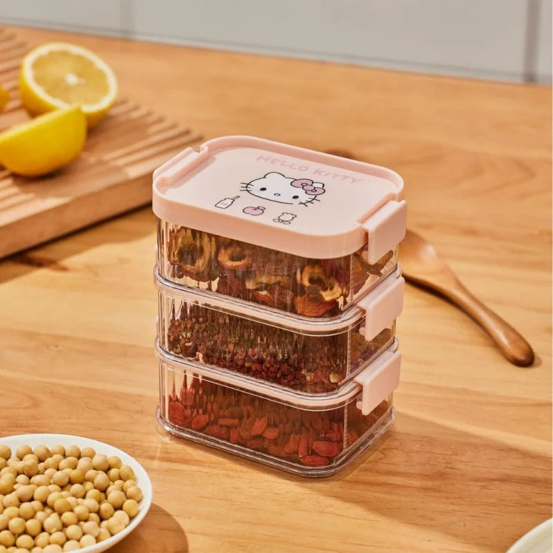Hello Kitty Kuromi Spice Jars Storage Box Cute Seasoning Dispenser Seasoning Box Desktop Storage Box Qme