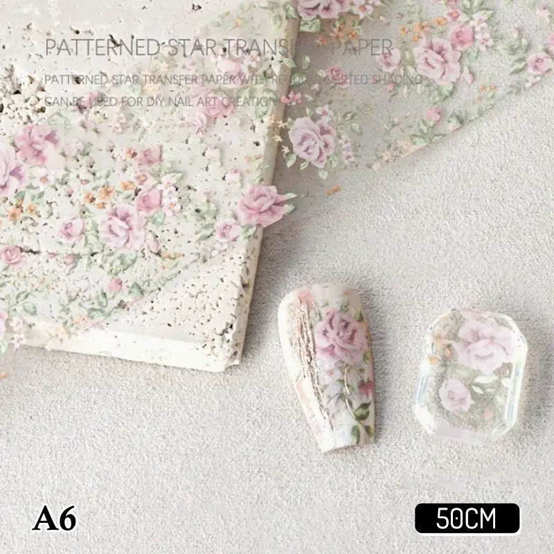 4 Rose Flower Nail Transfer Foils Paper DIY Art Sliders Salon Use Qme A6