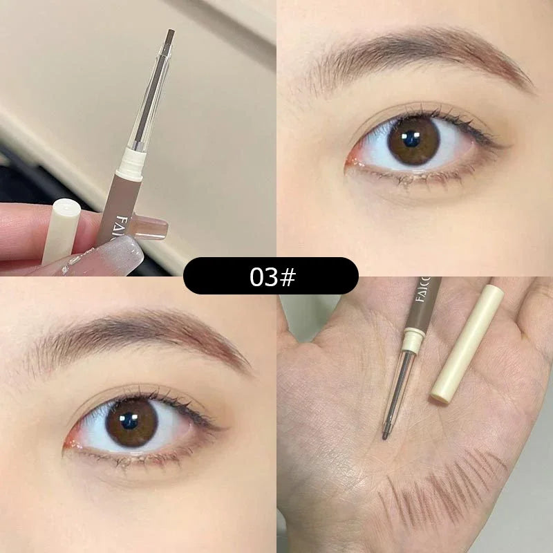 1PC Waterproof Double-Ended Eyebrow Pencil Ultra Fine Eyebrow Pencil Sweat-proof Long Lasting Professional Eye Makeup Cosmetics Qme 03