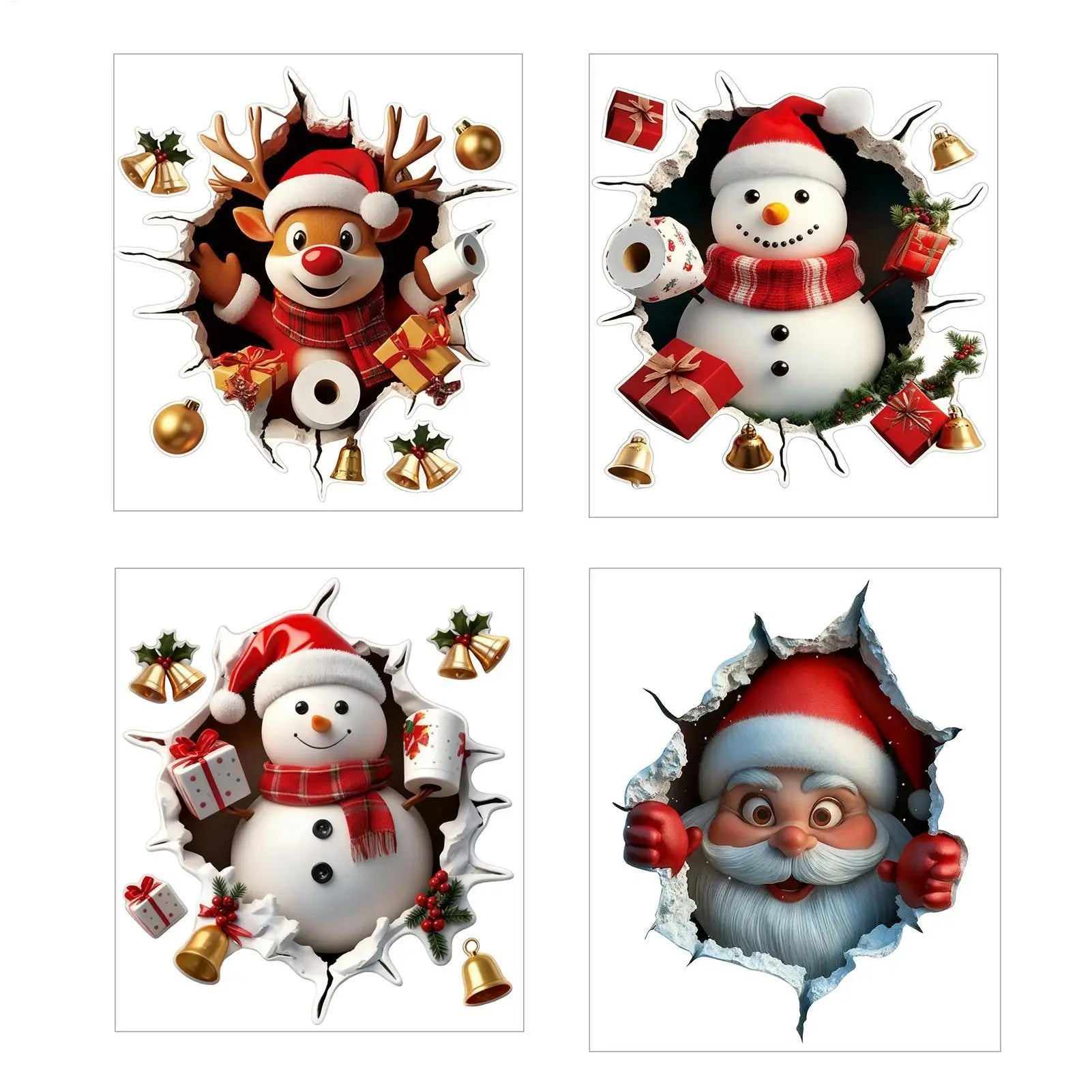 Christmas Wall Decals Cute Reindeer Removable Cartoon Decals Christmas Wall Stickers Decor For Winter School Class Room Bedroom Qme