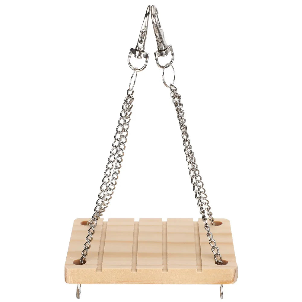 Wooden Hamster Swing Hammock Hanging Cage Toy Small Pet Exercise Bed for Hamster Gerbil Mouse Cage Accessories Chew Molar Toy Qme