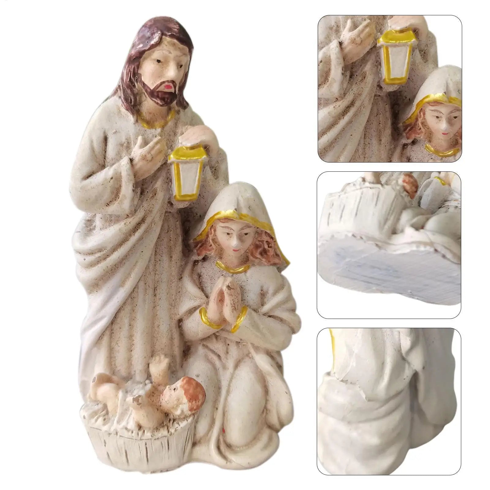 Nativity Scene Figures Nativity Tabletop Scenes Resin Holy Family Statue Catholic Figurine Handicrafts Sculpture Holy Family Qme