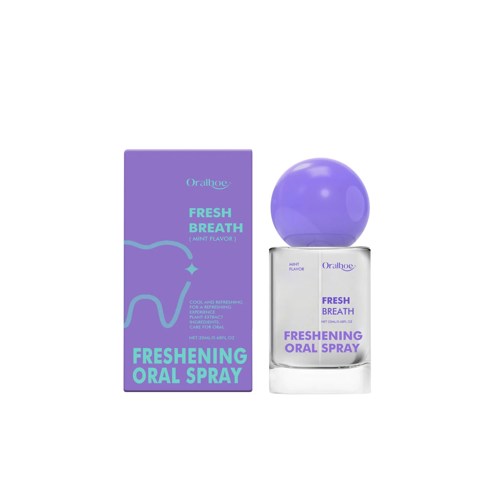 Portable Breath Freshener Spray Mint Flavor Teeth Cleaning Long-Lasting Freshening Bad Odor Removal Oral Care Product for Adults Qme 20ml boxed