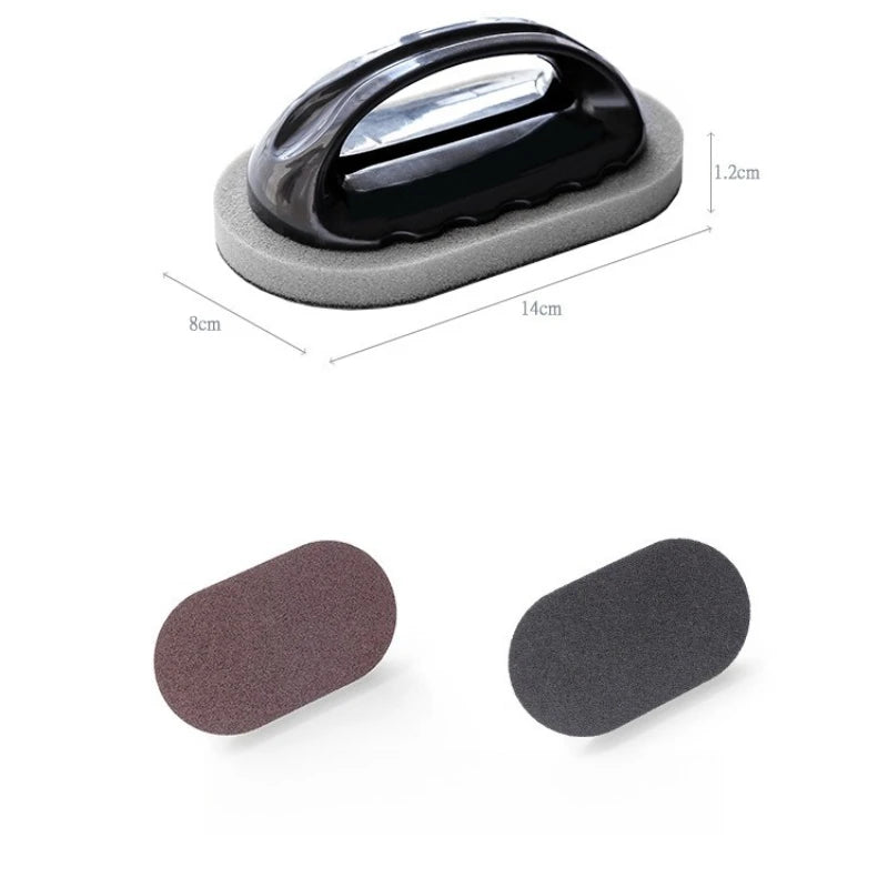 Emery Sponge Wipe Handle Pot Bowl Cleaning Decontamination Black Dirt Qme
