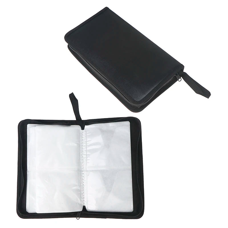 CD Sleeve Wallet Album Hard Box DVD Disc Carry Case Cover 80 PU Qme Black