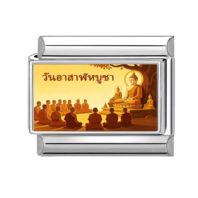 Floating Water Lanterns offer sacrifices Buddhist Lent Charms Italian Links Fit 9mm Bracelet Stainless Steel DIY Making Jewelrys Qme Style 3