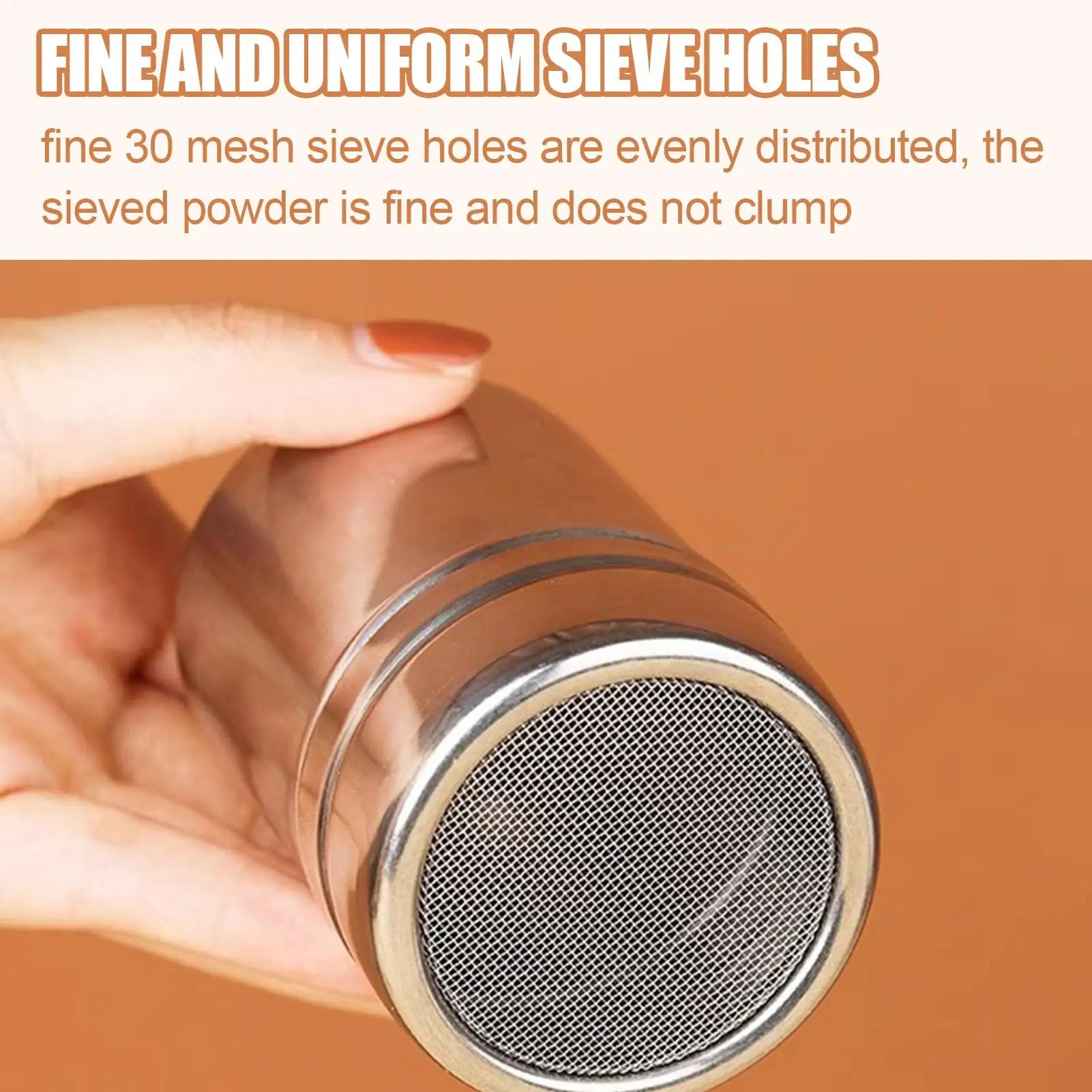 Powder Shaker Duster Stainless Steel Flour Sifter and Shaker Bottle Sleek and Stylish Powder Shaker for Salt Sugar Cocoa Flour Qme