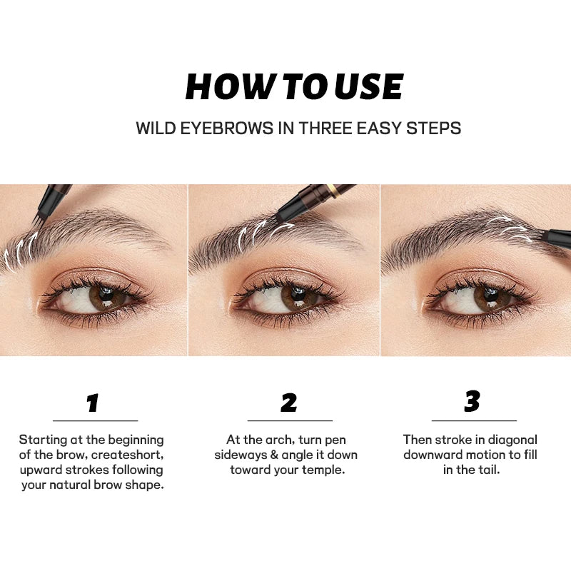 Liquid Four-pronged Eyebrow Pencil Extremely Fine Long-lasting Qme