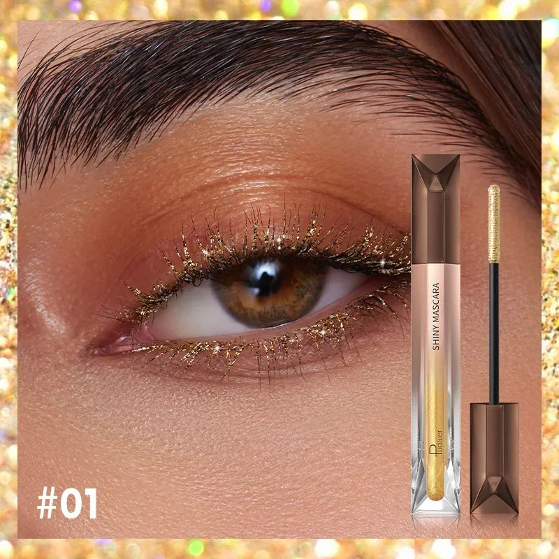 Eyelash Eyebrow Glitter Mascara Brush Lengthing Eye Lash Colored Blue Pink Gold Mascara Eyelashes Curling Extension Makeup Qme 01