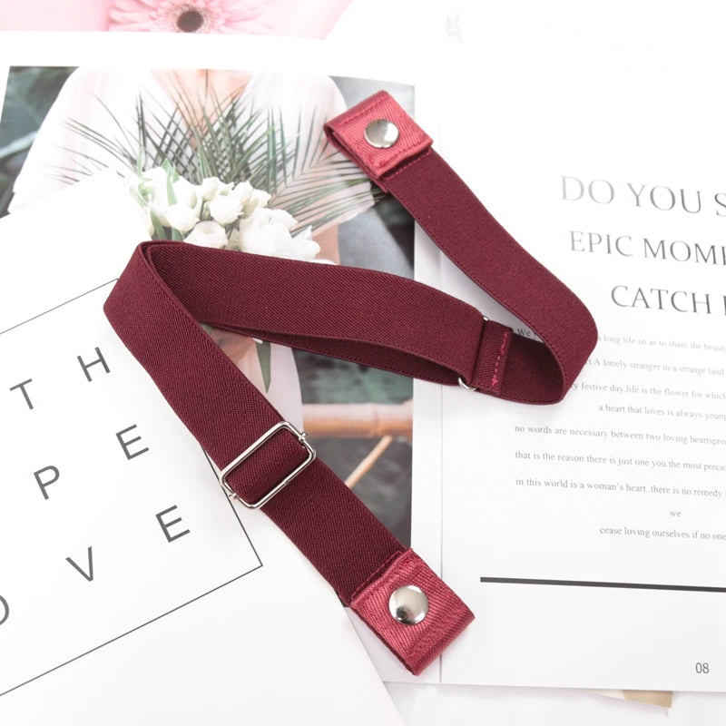 Buckle-free Elastic Invisible Belt Women Without Buckle Jeans Easy Qme Burgundy 60-95cm China Mainland