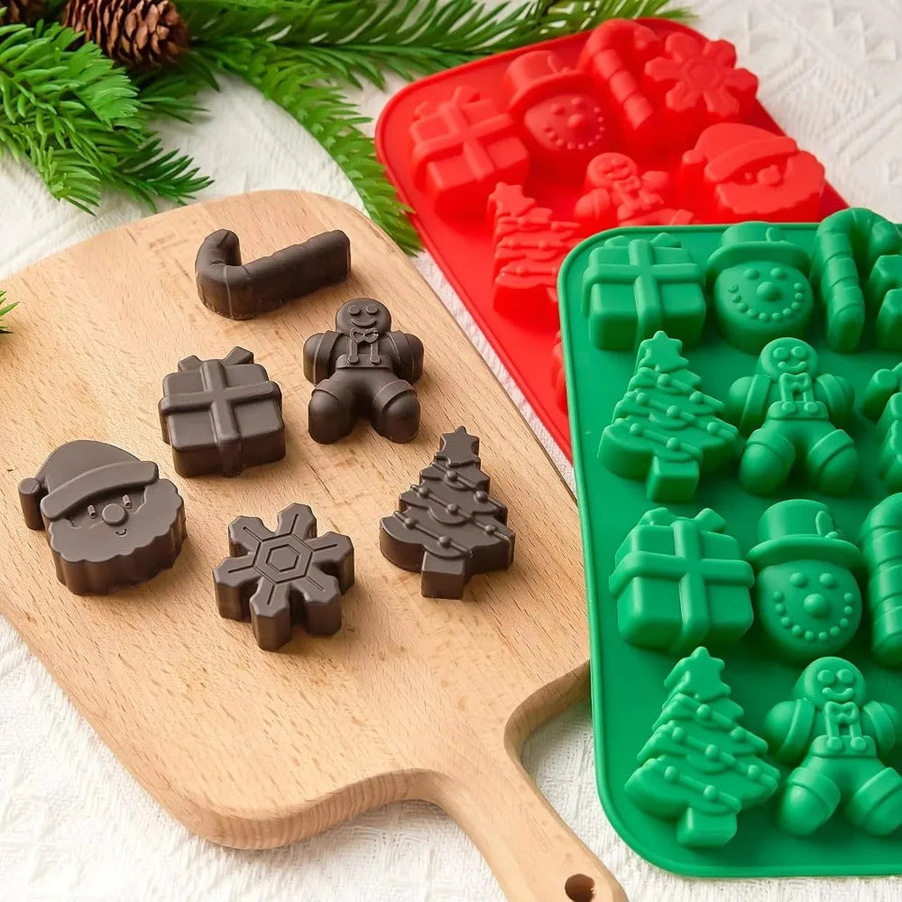 Silicone Christmas Chocolate Molds Snowflake Xmas Tree Gingerbread Qme