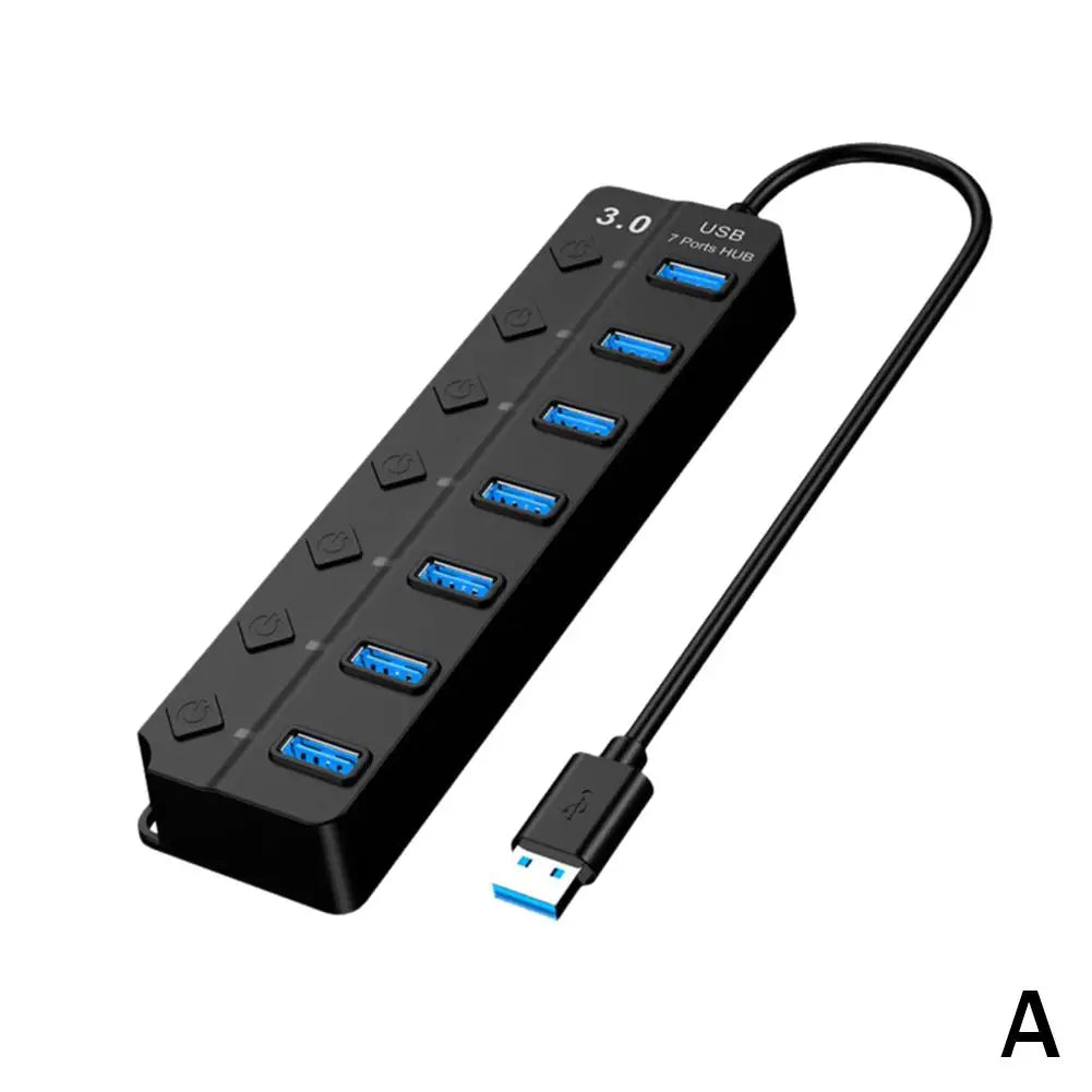 USB 3.0 Hub USB Hub 2.0 Multi USB Splitter Hub 30cm Long cable Multiple Expander for Computer Laptop PC Accessories Usb adapter Qme Black