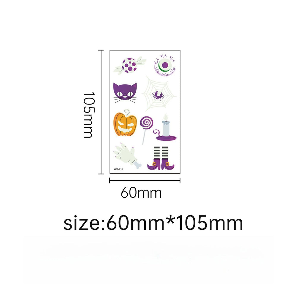 A Halloween Kids Toy Gift 6/8 Sheets Glowing Pumpkin Knife Fake Tattoos, Waterproof Body Stickers for Arm Hand Cosplay Decor Qme