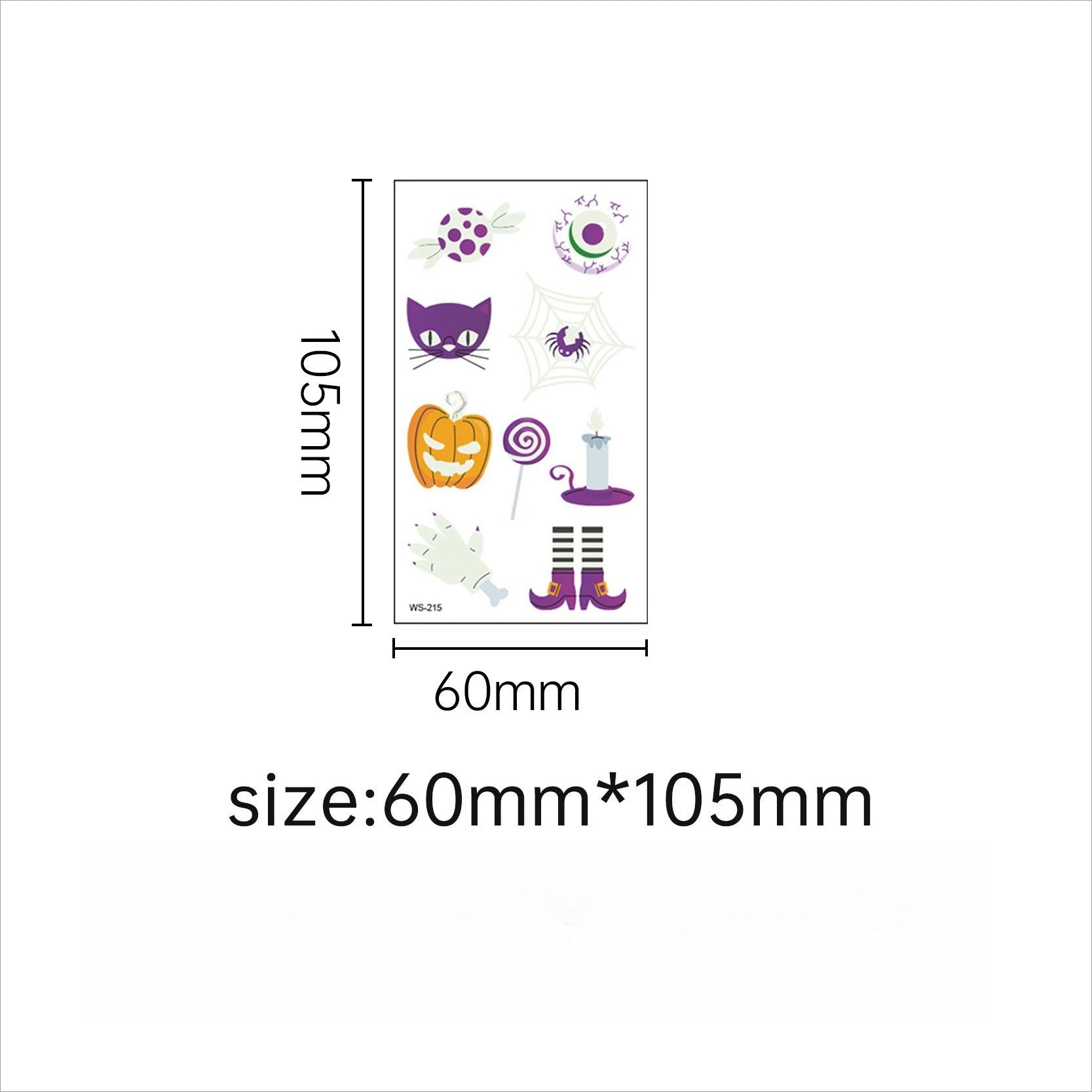 A Halloween Kids Toy Gift 6/8 Sheets Glowing Pumpkin Knife Fake Tattoos, Waterproof Body Stickers for Arm Hand Cosplay Decor Qme