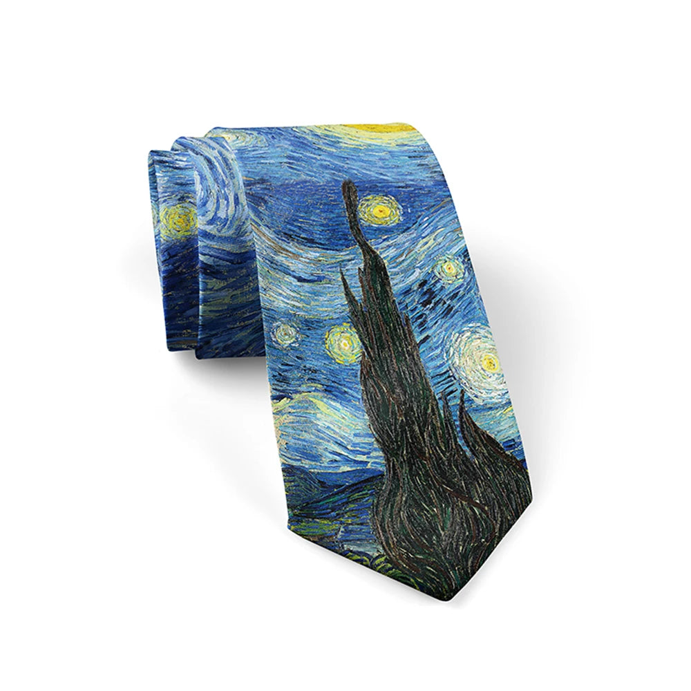 3d Printed Oil Painting Tie Men's Fun Fashion Business Wedding Party Qme style1 China Mainland