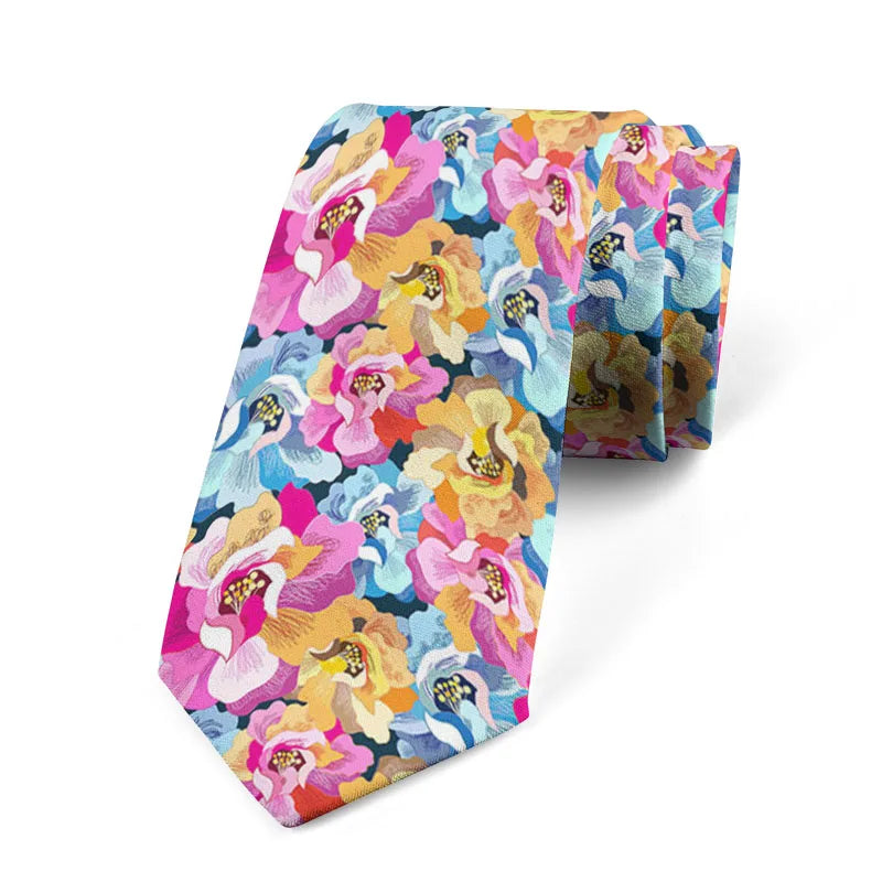 Fashionable Personality Floral Tie Interesting Japanese Men's Qme style1