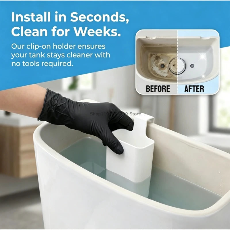 Toilet Bowl Cleaner Buffer Box | Hanging Slow-Release Dispenser for Toilet Tanks (Cleaner Not Included) - Extends Cleaning Time Qme