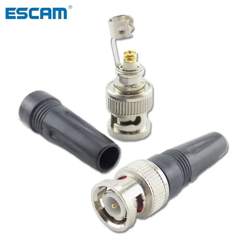 ESCAM 10pcs Surveillance BNC Connector Male plug adapter for Twist-on Coaxial RG59 Cable for CCTV Camera Video/AUDIO Connector Qme
