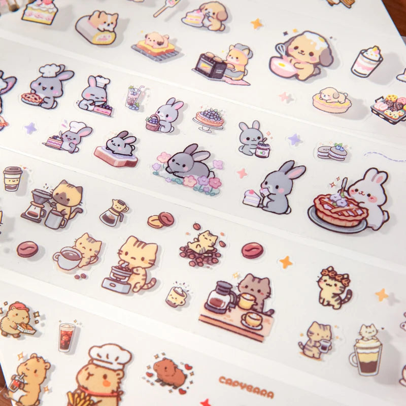 2m/Roll Cartoon Pet Theme Washi Tape Cute Sticker Decorative Collage Adhesive DIY Scrapbooking Hand Made Masking Tape Stationery Qme ABCD best-selling