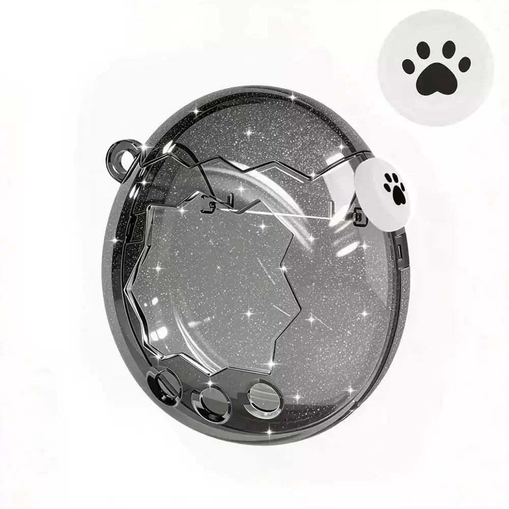 for Tamagotchi Paradise Game Console Protective Cover With Button Cap Transparent Black Glitter Waterproof Anti-drop Protective Qme D
