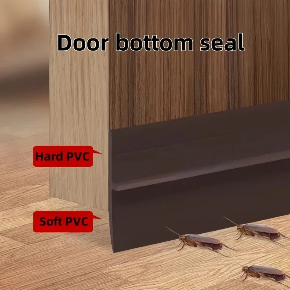 PVC Door Bottom Seal Strip Self-adhesive Soundproof Under Guard Gap Qme