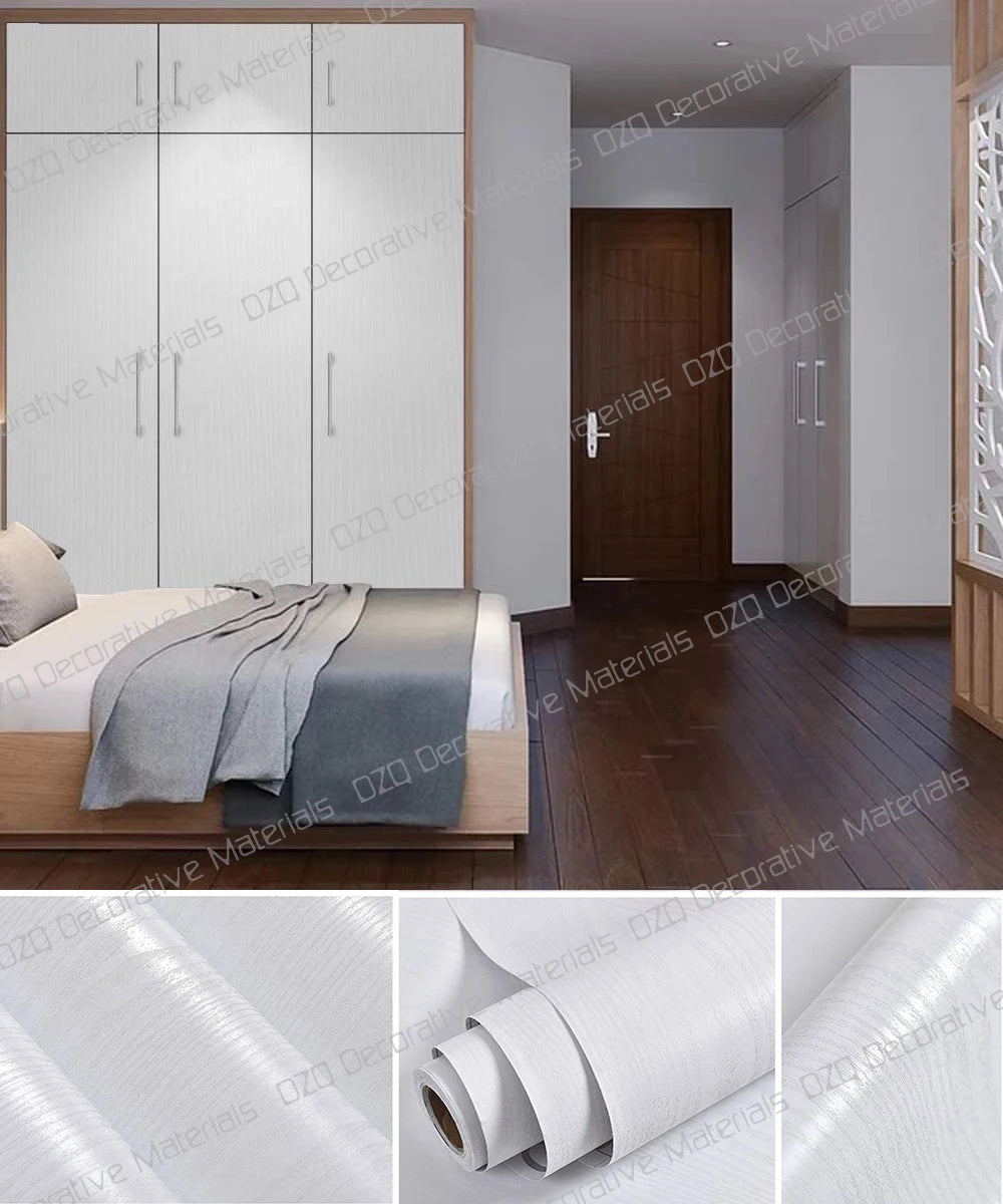 Solid Waterproof Wallpaper Room Self-adhesive Black White Wardrobe Qme