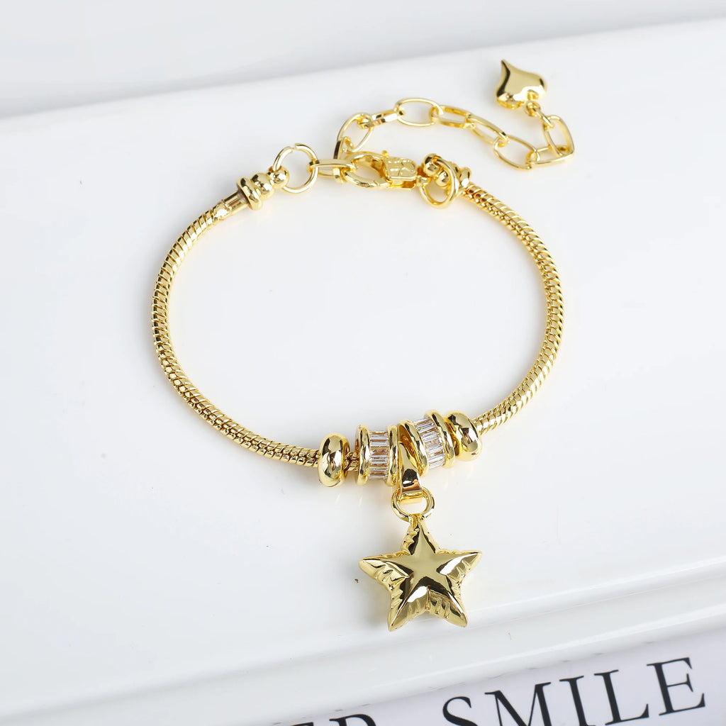 Adjustable Zirconia Geometric Character Heart Shape Snake Chain Bracelet Fashion For Woman Girl Holiday Birthday Jewelry Gift Qme 8