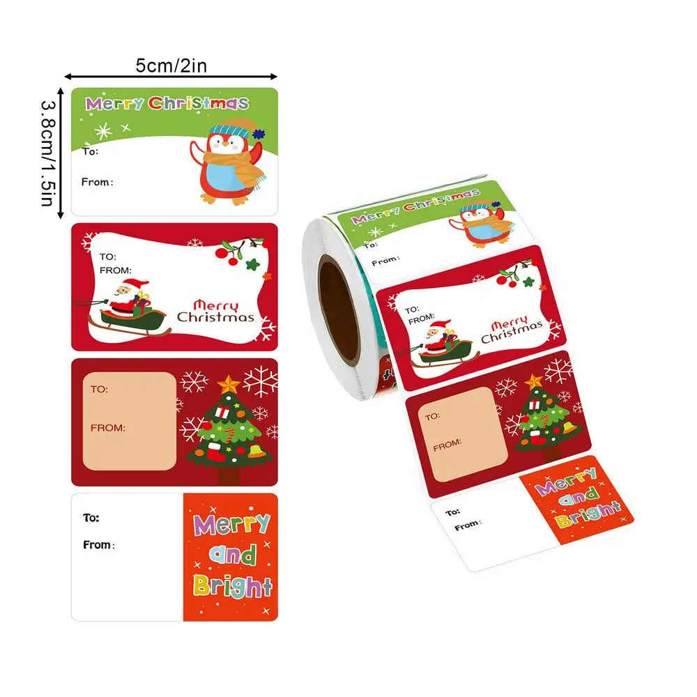 Christmas Stickers Roll 500 Assorted Cartoon Adhesive Holiday Labels Qme A China Mainland 7x7x5.5cm