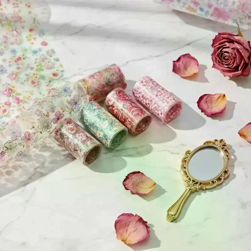 4 Rose Flower Nail Transfer Foils Paper DIY Art Sliders Salon Use Qme