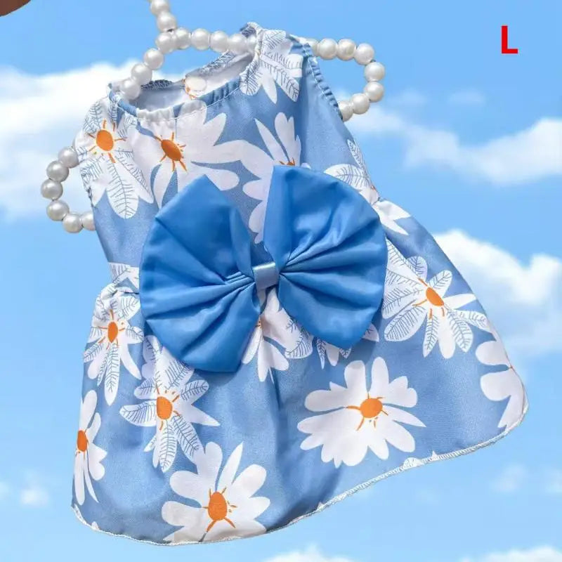 Princess Skirt Butterfly Bowknot Pet Poodle Cat Costume Floral Qme BLL