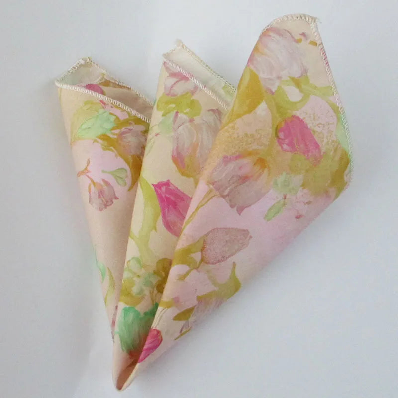 Fashionable Men's Floral Flower Cotton Handkerchief Lovely Green Blue Qme color4