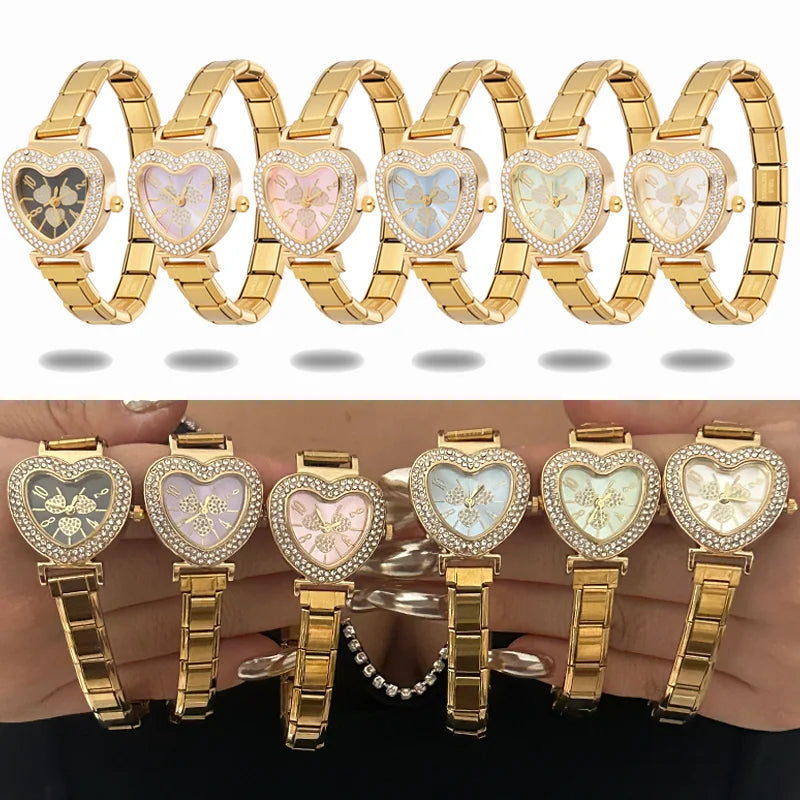 Fashion Wholesale Zircon Series Stainless Steel Watch Bracelet Men Womens 9mm DIY Italian Charm Bangle High Quality Jewelry Gift Qme
