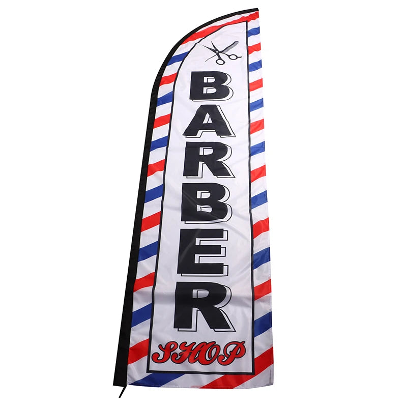 Barber Shop Feather Flag Single-side Banner Black Sleeve Decorative Qme