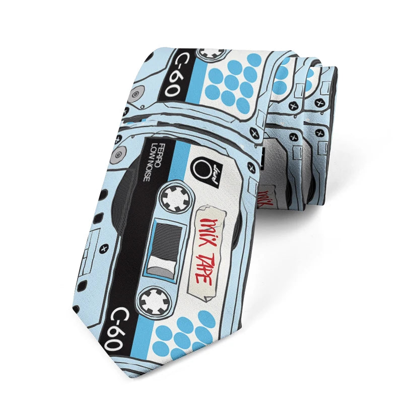 Interesting Old-fashioned Cassette Music Tape Tie Design Irregular Qme style1
