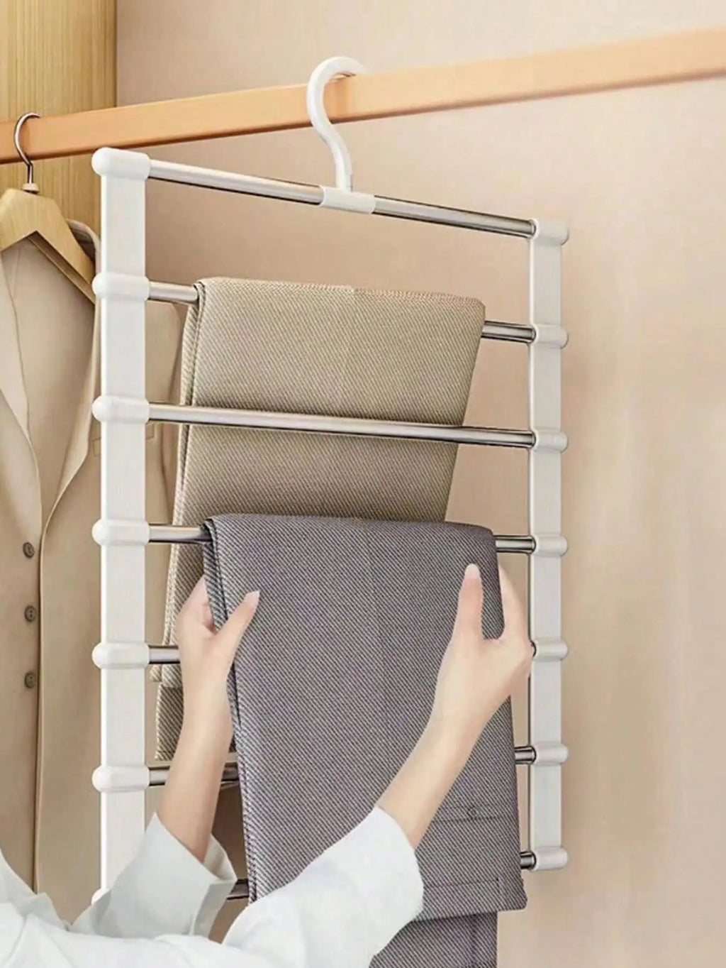 Multi-layer Pants Hanger Clothing Forms Space-saving Non-slip Qme