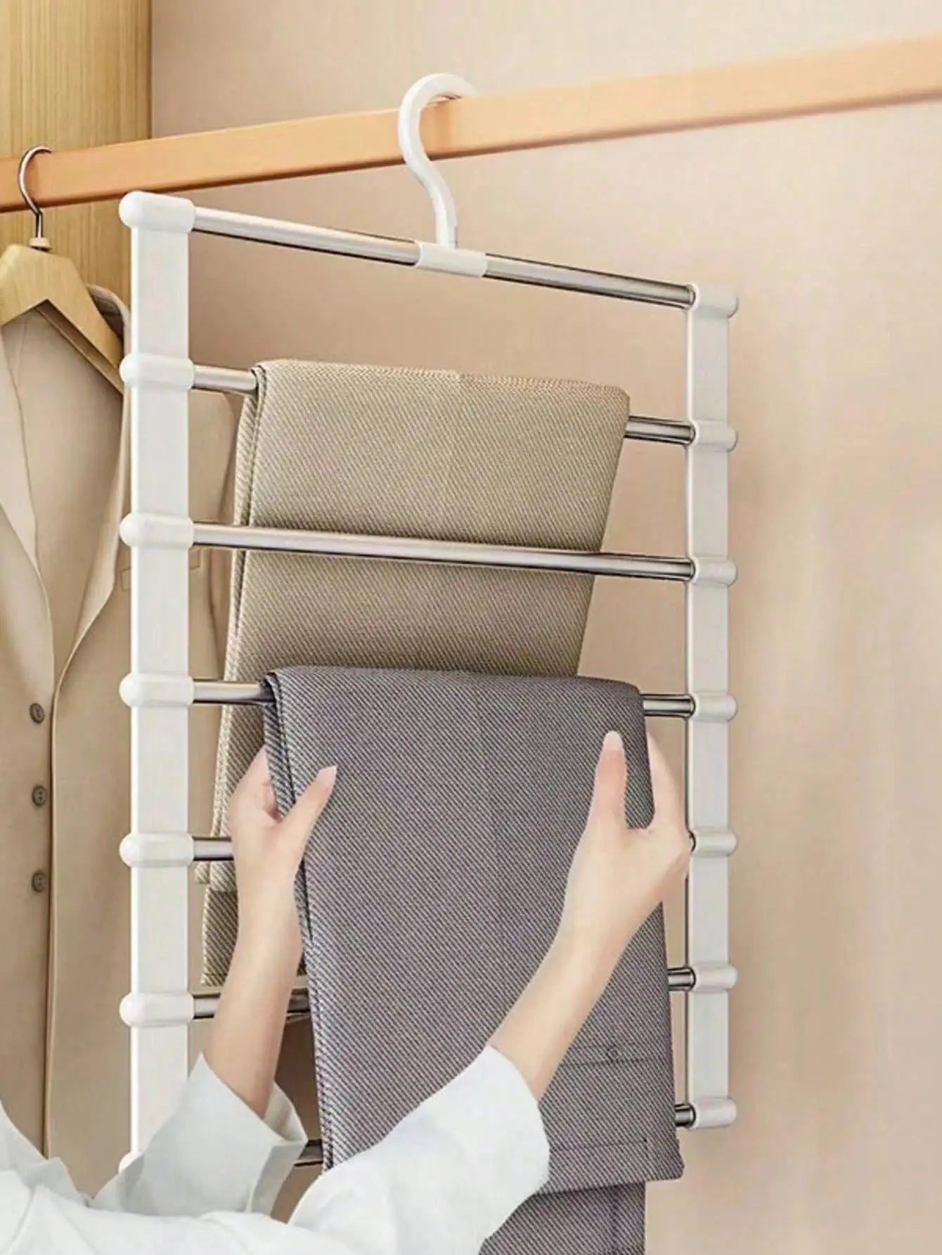 Multi-layer Pants Hanger Clothing Forms Space-saving Non-slip Qme