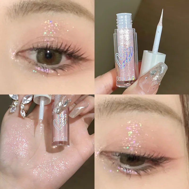 Sparkling Pink Sequins Liquid Eyeshadow Pigmented Shimmer Eye Liner Pointed Pen Loose Glitter Glue For Eye Crystals Makeup Tool Qme 04