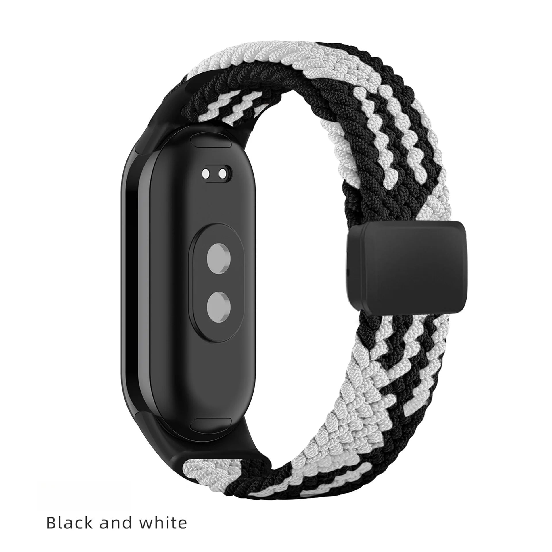 Breathable Elastic Nylon Braided Magnetic Watch Strap Adjustable Replacement Wristband For Xiaomi Watch 8 9 10 Accessory Qme Black white XiaoMi 10 9 8