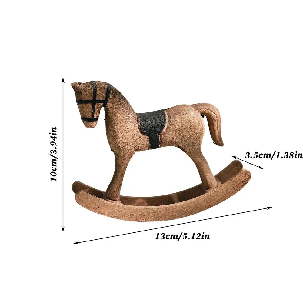 Horse Figurine Vintage Wooden Funny Rocking Toys Desk Sculpture Qme B