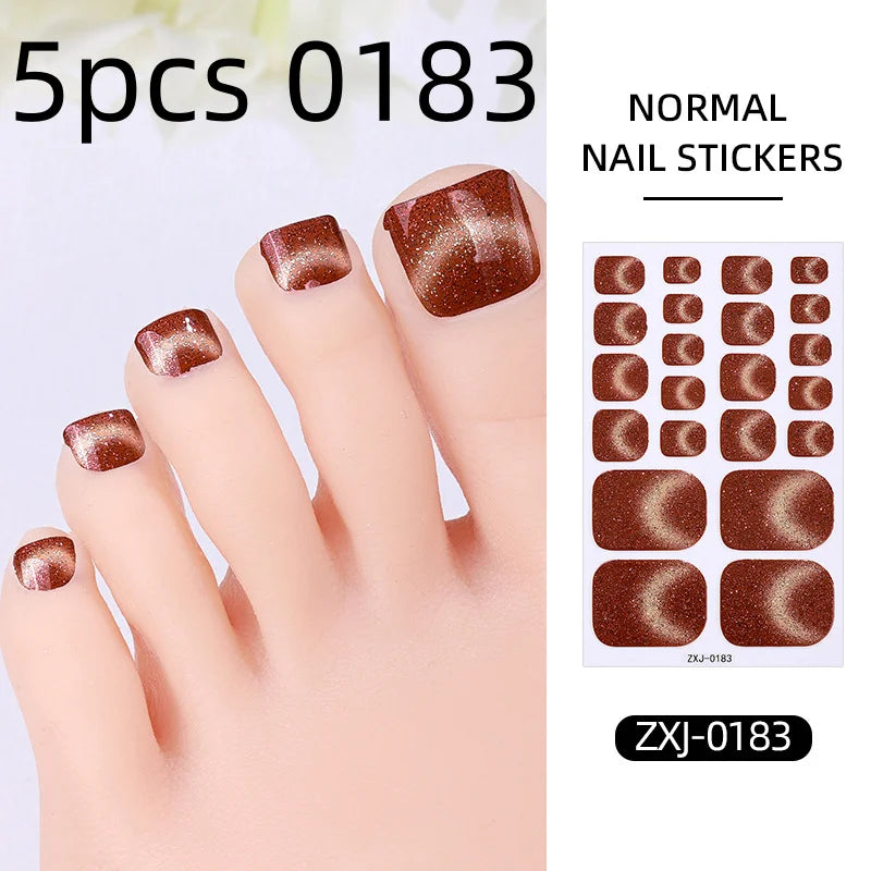 Cat Eye Style Nail Art Stickers Self adhesive Stickers For Toe Nails Full Cover Toenail Polish Stickers DIY Foot Decals Qme 5pcs 0183