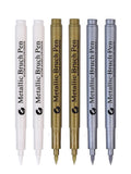 6pcs Metal Paint Marker Pen Gold Silver White Permanent Art Marker Comic Scrapbook Supplies Highlight metal marks brush Qme 2White 2Gold 2Silver