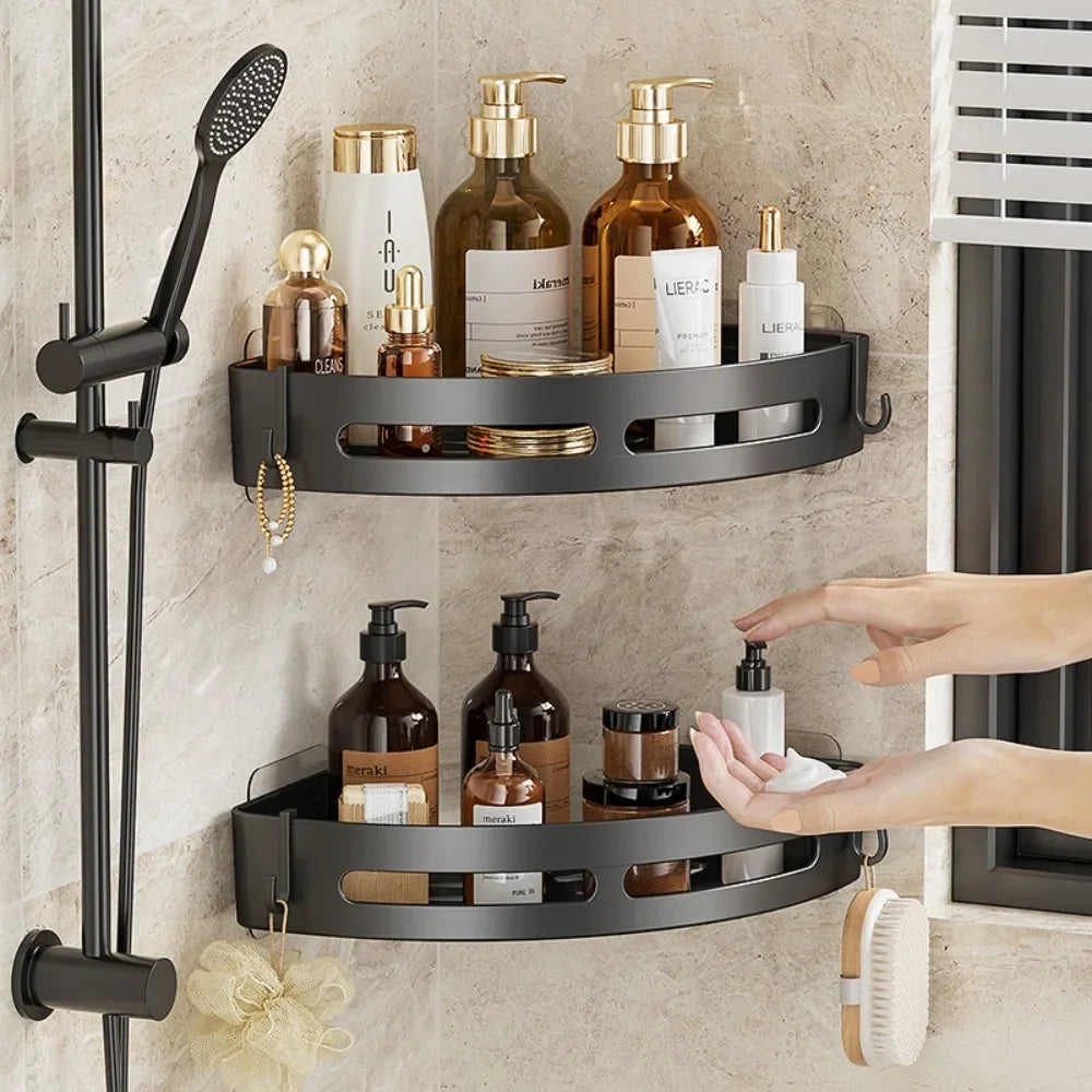1 2 No Drill Required Bathroom Storage Shelf Holder Shower Caddy Qme