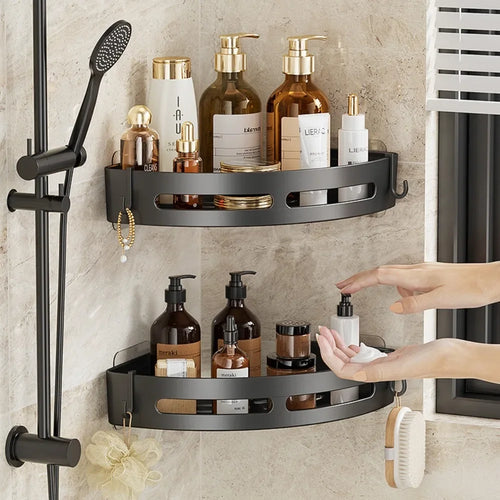 1 2 No Drill Required Bathroom Storage Shelf Holder Shower Caddy Qme