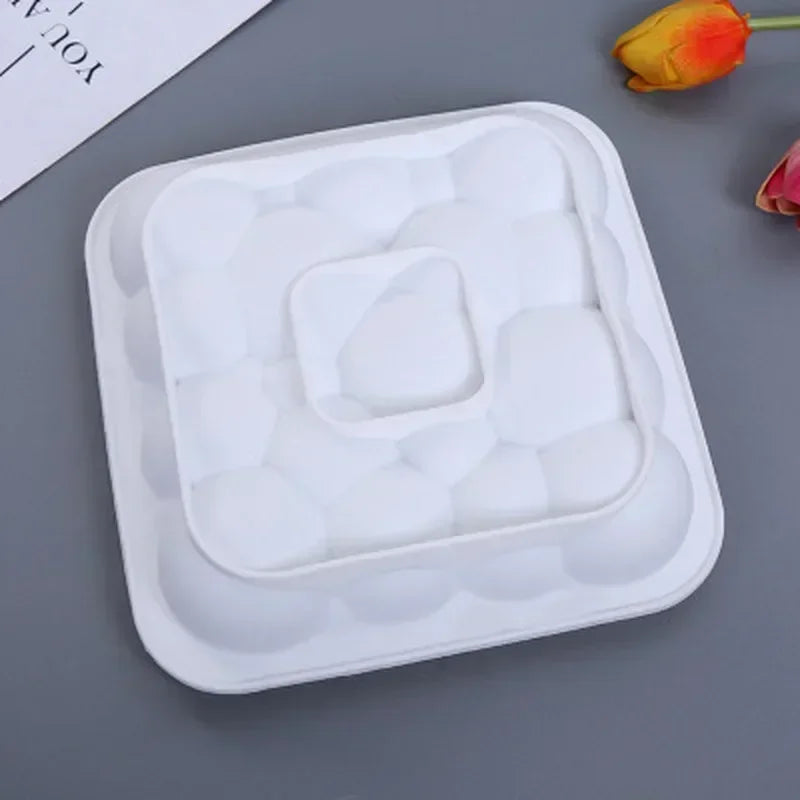 3D Square Cloud Shaped Silicone Cake Mold White Mousse Baking Dessert Qme