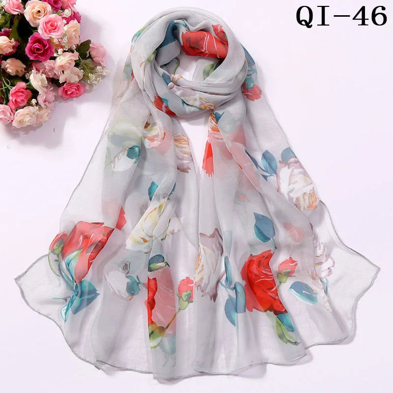 Painting Lotus Beach Sun Protection Chiffon Georgette Scarf Women