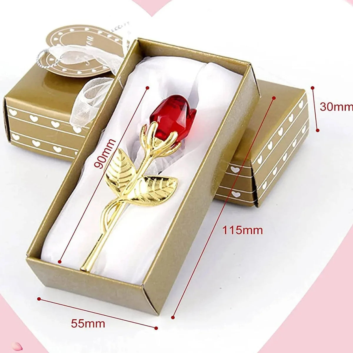 1pc Glass Rose Mini Crystal Flower Artificial Flowers Room Ornament Office Desktop Decoration Wedding Party Valentine's Day Gift Qme