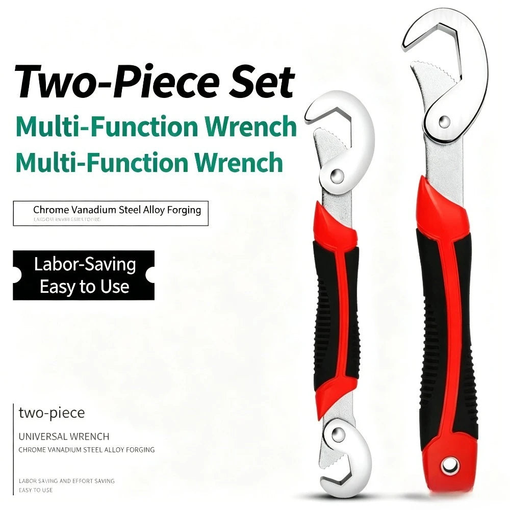 2Pcs Universal Adjustable Wrench Set Dual Head Multi-function Spanner 6-32mm Non-slip TPR Handle For Pipe Auto Household Repair Qme