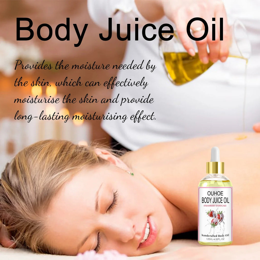 Strawberry Body Juice Oil Fragrance Moisturizing Relieve Dry Care Lighten Spots Firm Smooth Skin Relaxing Massage Essential Oil Qme